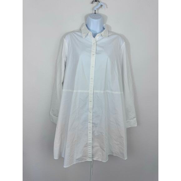 Express White Button Down Corset Back Shirt Dress Size Large - Picture 1 of 4